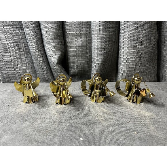 Brass Angel Napkin Ring Holders Christmas Decorations Mervyns Lot of 4 - Picture 1 of 8